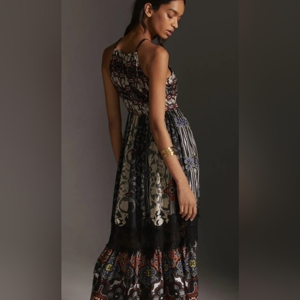 NWOT Anthropologie BHANUNI by JYOTI Tiered Maxi Dress Size 2P - Picture 5 of 7